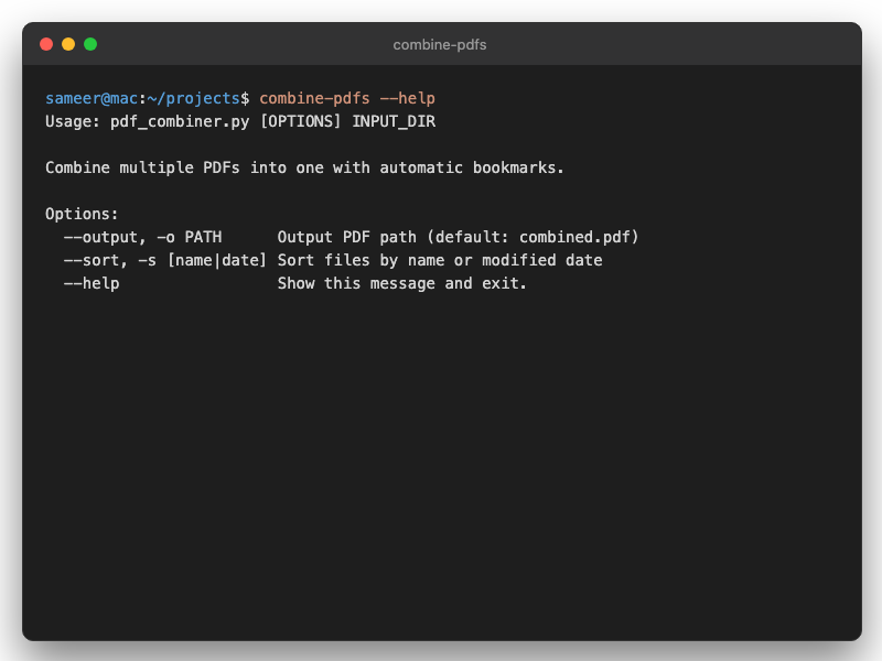 PDF Combiner with Bookmarks screenshot