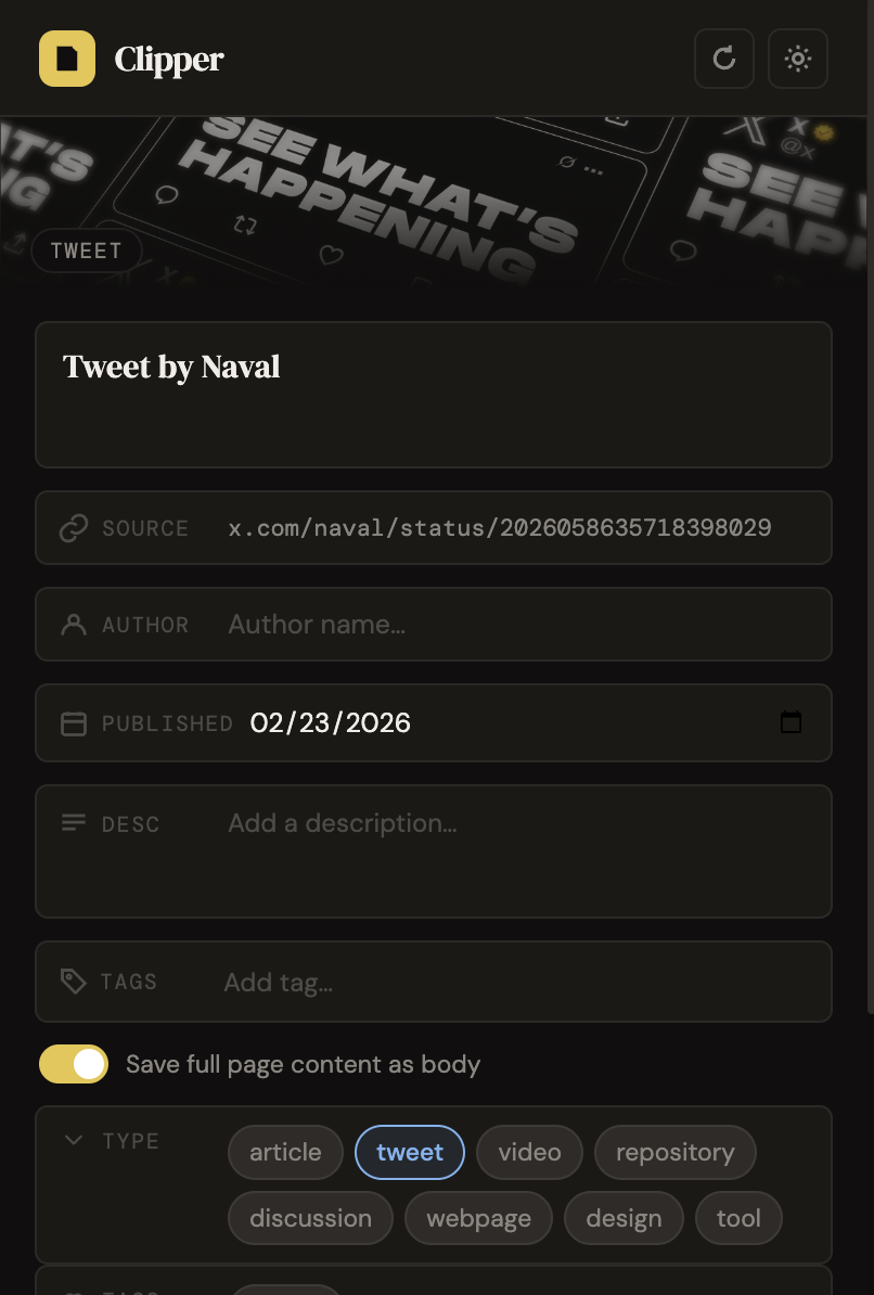 Notion Web Clipper screenshot