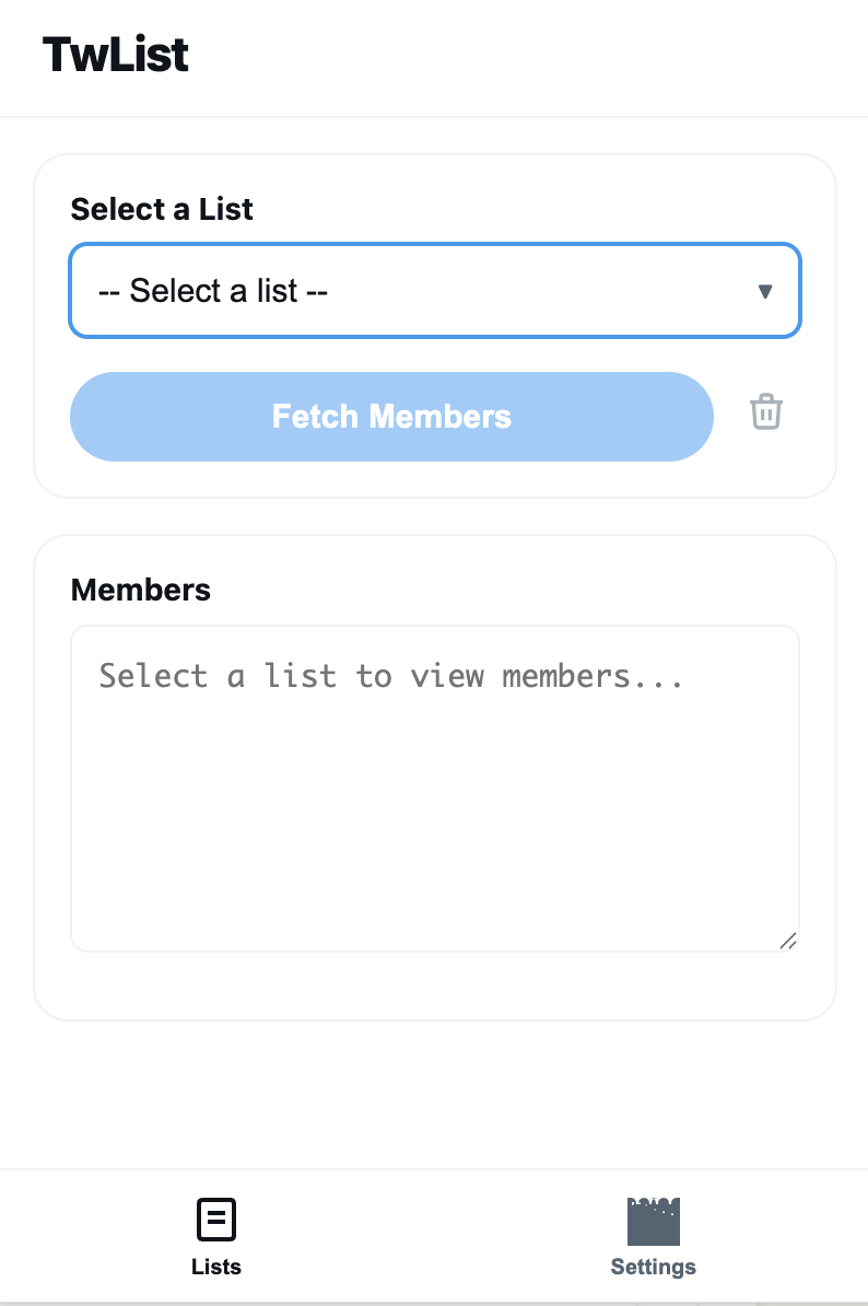 Twitter List Quick Add screenshot
